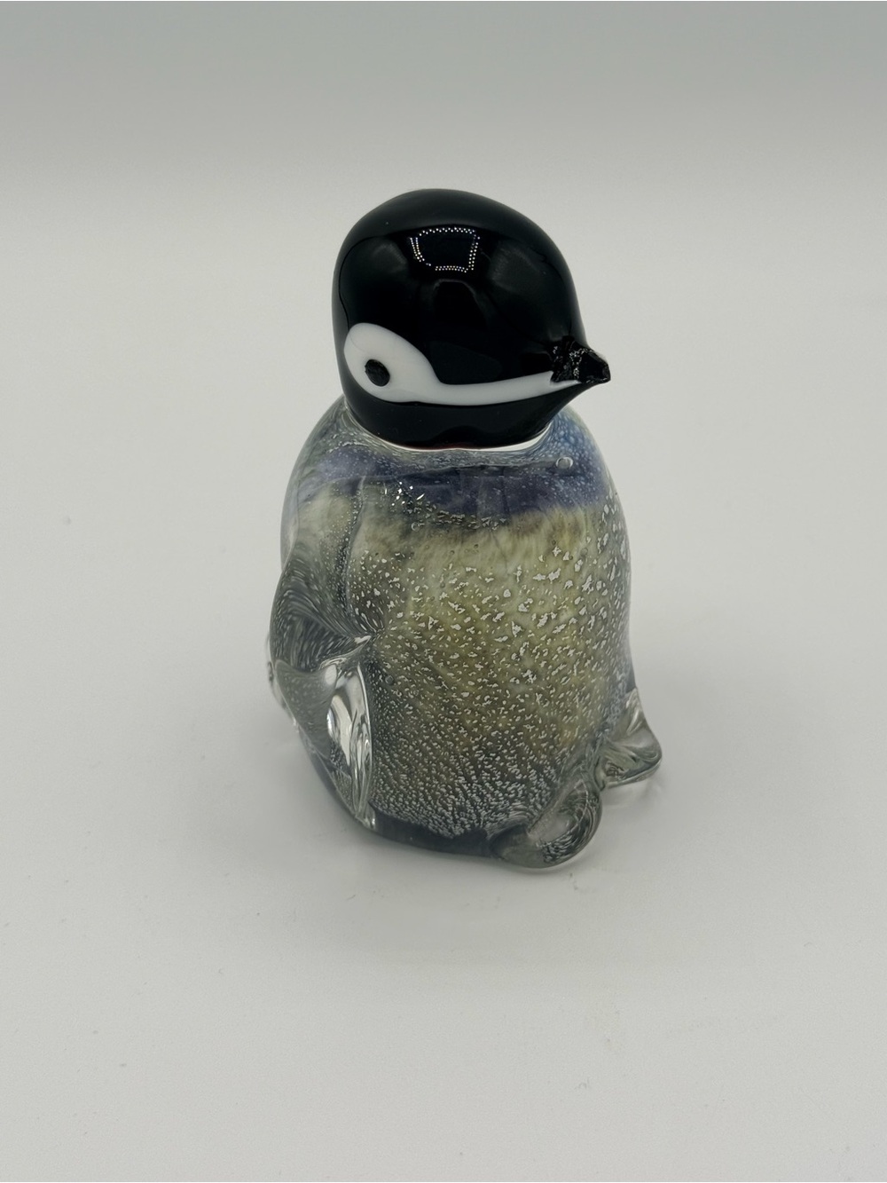 Widdop Objets D'Art Contemporary Glass Penguin Figurine. Art Glass Paperweight